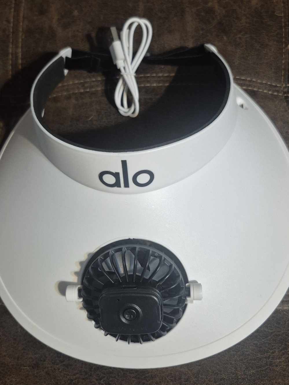 Alo White Visor with USD Cordfor Recharger Fan